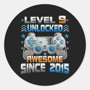 Sticker Rond 9e 9 ans Anniversaire Enfants Garçon Gamer 9 ans N