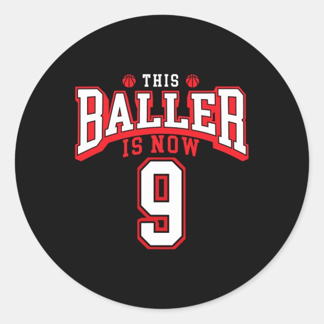 Sticker Rond 9e anniversaire de basket-ball Lover 9 ans Anniver (Devant)