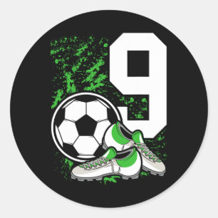 Sticker Rond 9e anniversaire garçons 9 ans Football joueur B