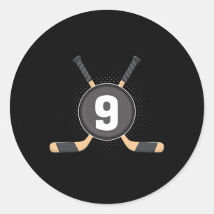 Sticker Rond 9e anniversaire Hockey sur glace 9 ans Anniversair