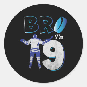 Sticker Rond 9e anniversaire Jeu de hockey sur glace garçon de 