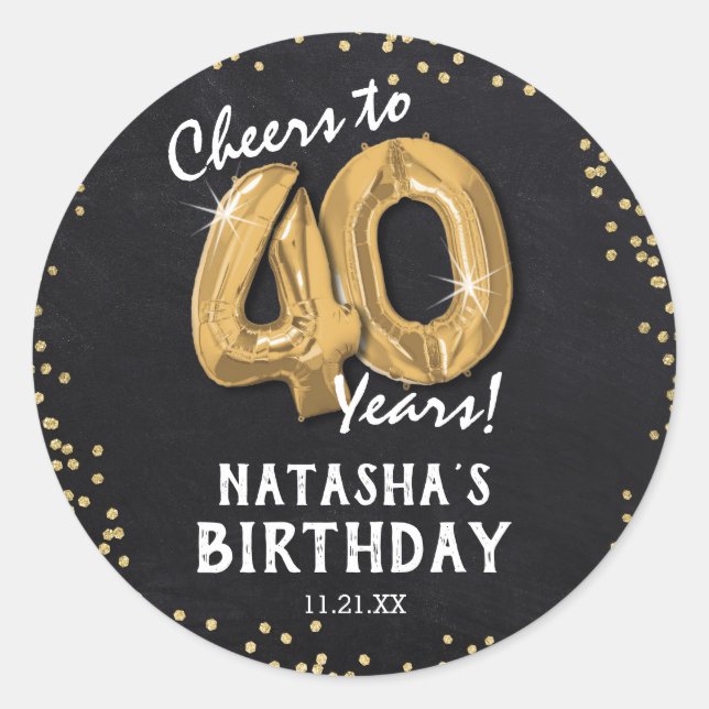Sticker Rond À 40 Ans, Félicitations ! 40e Anniversaire (Devant)