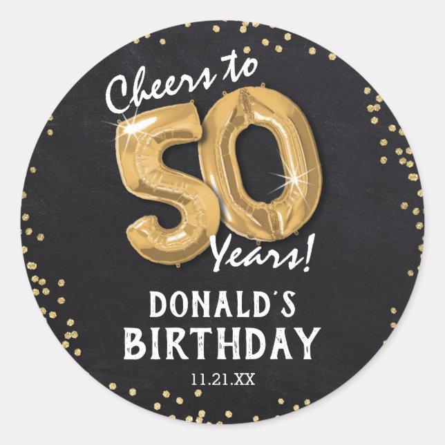 Sticker Rond À 50 Ans, Santé ! 50e Anniversaire (Devant)