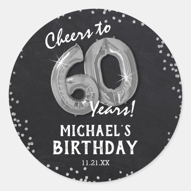 Sticker Rond À 60 ans, félicitations ! 60e anniversaire (Devant)