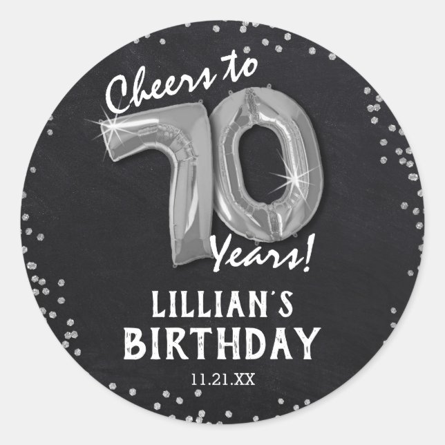 Sticker Rond À 70 Ans, Santé ! 70e Anniversaire (Devant)