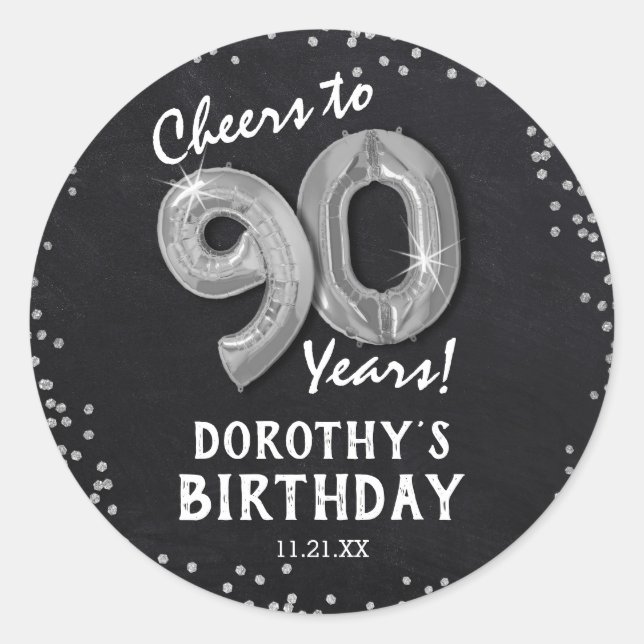 Sticker Rond À 90 ans, félicitations ! 90e anniversaire (Devant)