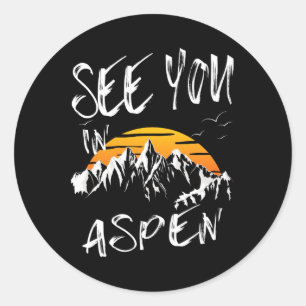 Sticker Rond À Aspen Usa Vacances Ski Randonnée 1