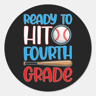 Sticker Rond À Atteindre 4e année de baseball Lover Retour à l'