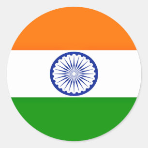 Sticker Rond A bas prix ! Drapeau de l'Inde