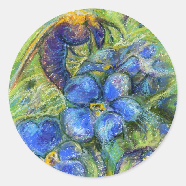 Sticker Rond A Bee & Forget-me-not Flowers (Devant)