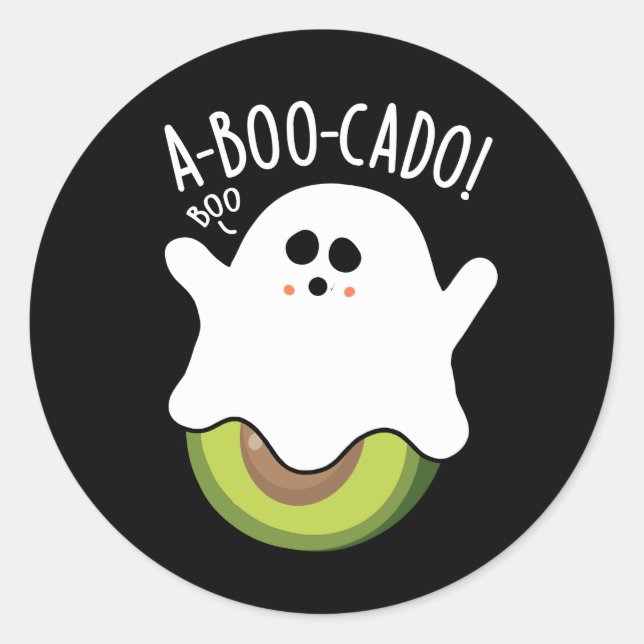 Sticker Rond A-boo-cado Amusant Avocado Pun Dark BG (Devant)