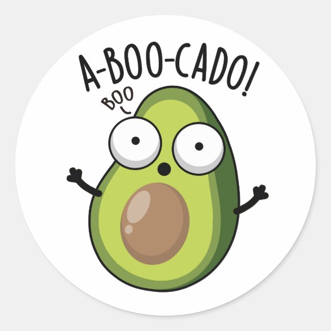Sticker Rond A-boo-cado Blagues Drôles d'Avocat Épeurant  (Devant)