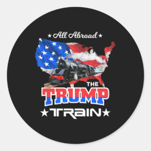Sticker Rond À Bord Du Drapeau Américain Trump Train 2022