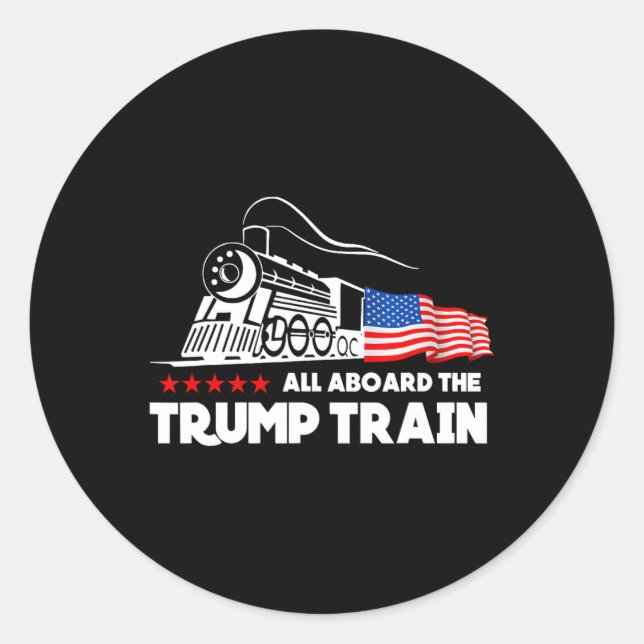 Sticker Rond À Bord Du Drapeau Américain Trump Train 2024 (Devant)