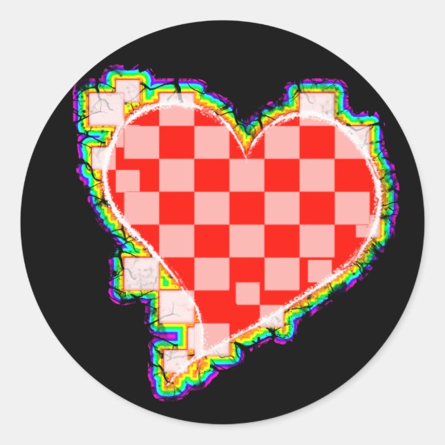 Sticker Rond à damiers coeur. v2. (Devant)