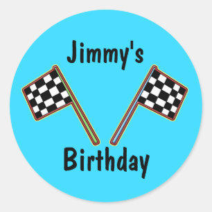Sticker Rond à damiers drapeaux Stick d'anniversaire