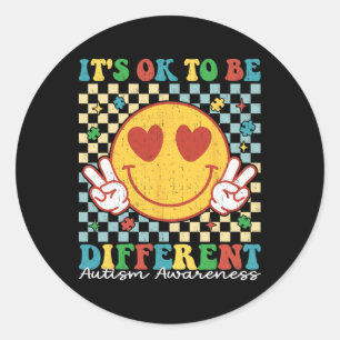 Sticker Rond à damiers Il Est Bon D'Être Différents Autistes