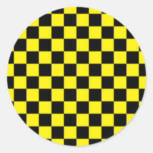 Sticker Rond à damiers noir et jaune