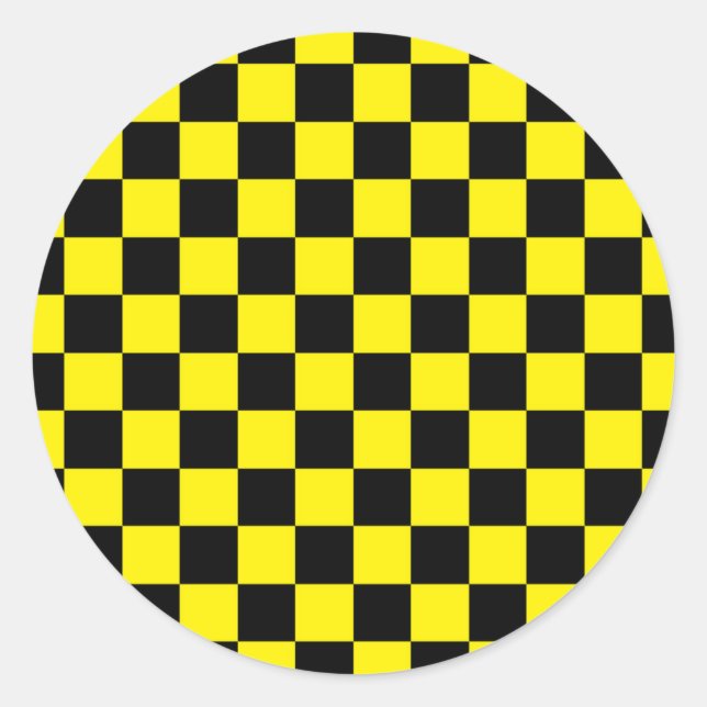 Sticker Rond à damiers noir et jaune (Devant)
