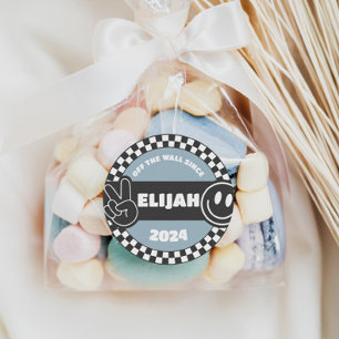 Sticker Rond À damiers Skateboard Super Hippie Birthday