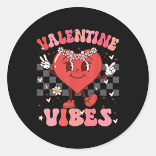 Sticker Rond À damiers super Valentine Vibes Valentines Day Gi