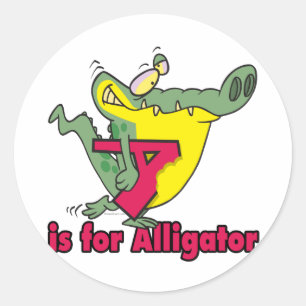 Sticker Rond A est pour Alligator bête lettre de dessin
