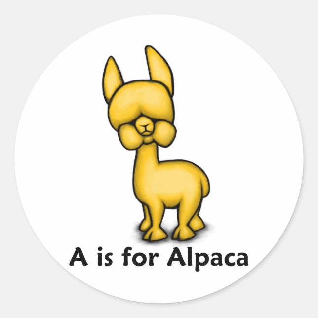 Sticker Rond A est pour Alpaca (Devant)