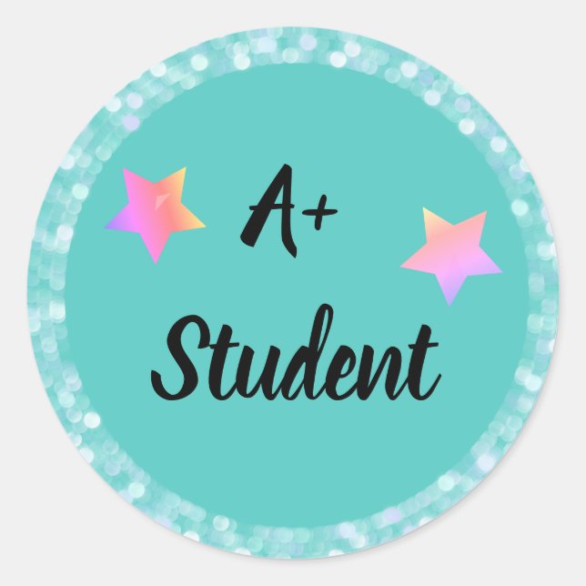 Sticker Rond A+ Étudiant avec étoiles (Devant)
