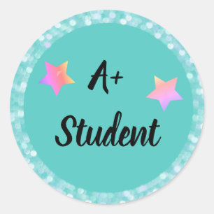 Sticker Rond A+ Étudiant avec étoiles