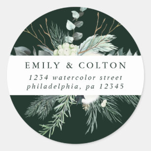 Sticker Rond À feuillage persistant & Fleurs de coton Élégante