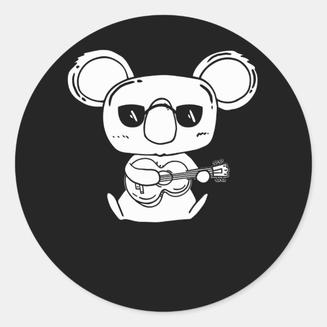 Sticker Rond A Four String Ukulele Instrument With Koala (Devant)