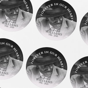 Sticker Rond À jamais dans nos cœurs Mémorial photo pour funé