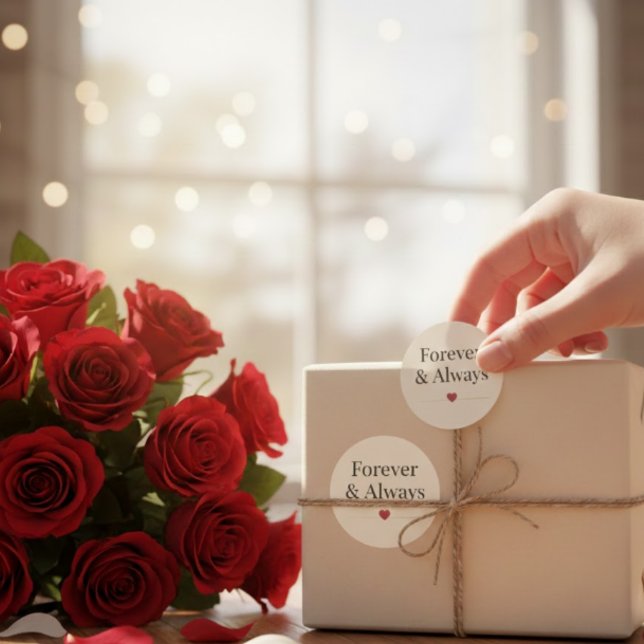 Sticker Rond À jamais & Toujours | Citation romantique minimali (Créateur téléchargé)