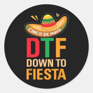 Sticker Rond A La Fiesta Mexico Mexicaine Cinco De Mayo Taco D