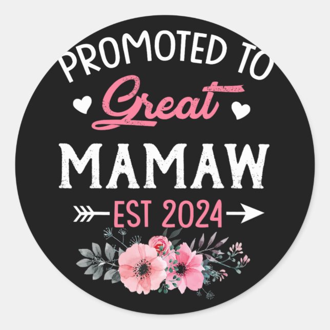 Sticker Rond À la fleur Great Mamaw Est 2024 (Devant)