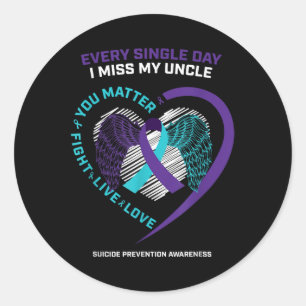 Sticker Rond À la mémoire de Je manque mon oncle Prévention du