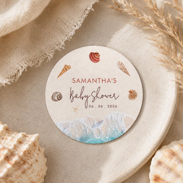 Sticker Rond À la mer bientôt coquillages sable rivage (Créateur téléchargé)