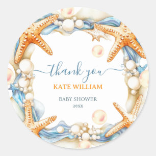 Sticker Rond À la mer bientôt Remerciements pour la baby showe
