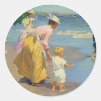 Sticker Rond À La Plage - Edward Potthast