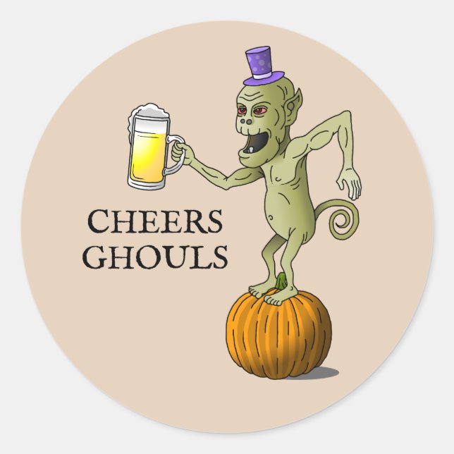Sticker Rond À la santé des goules Halloween (Devant)