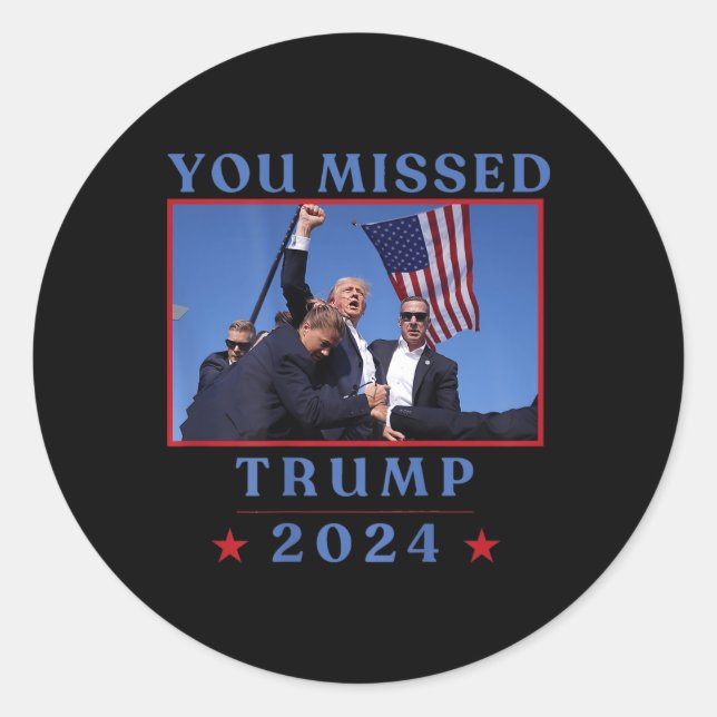 Sticker Rond (à l'arrière) Drôle Trump 2024 Us American America (Devant)