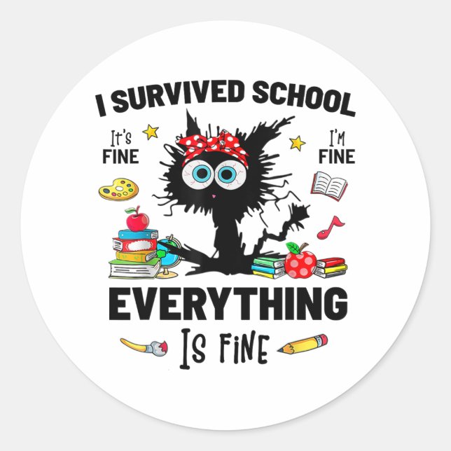 Sticker Rond À l'école Joyeux premier jour de l'école C'est bie (Devant)