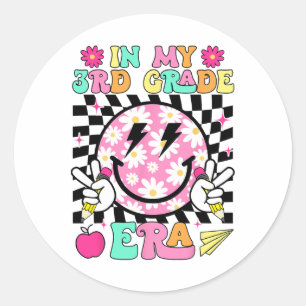 Sticker Rond À l'époque de ma 3e année Souriant Retour à l'écol