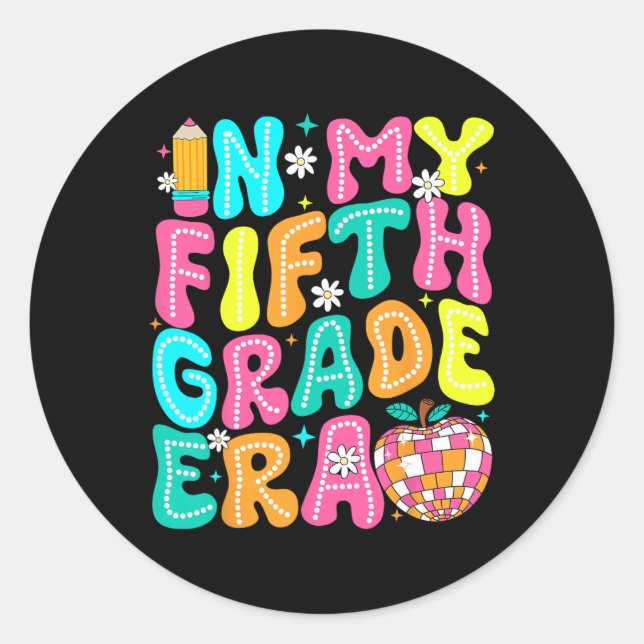 Sticker Rond À l'époque de ma cinquième année d'école primaire  (Devant)