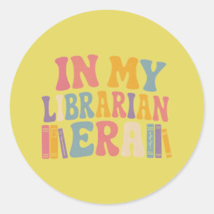 Sticker Rond À l'ère de ma bibliothécaire Rétro Groovy Amoureux