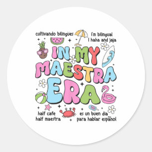 Sticker Rond À l'ère de ma Maestra Professeur bilingue espagnol