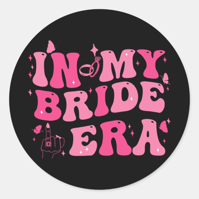 Sticker Rond À l'ère de ma mariée Groovy Bride Enterrement de v (Devant)