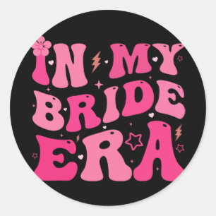 Sticker Rond À l'ère de ma mariée Groovy Bride Enterrement de v