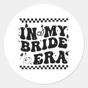 Sticker Rond À l'ère de ma mariée Groovy Bride Enterrement de v