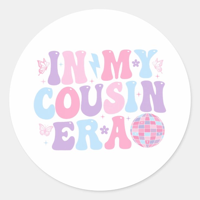 Sticker Rond À l'ère de mon Cousin, des cousins rétro pour les  (Devant)
